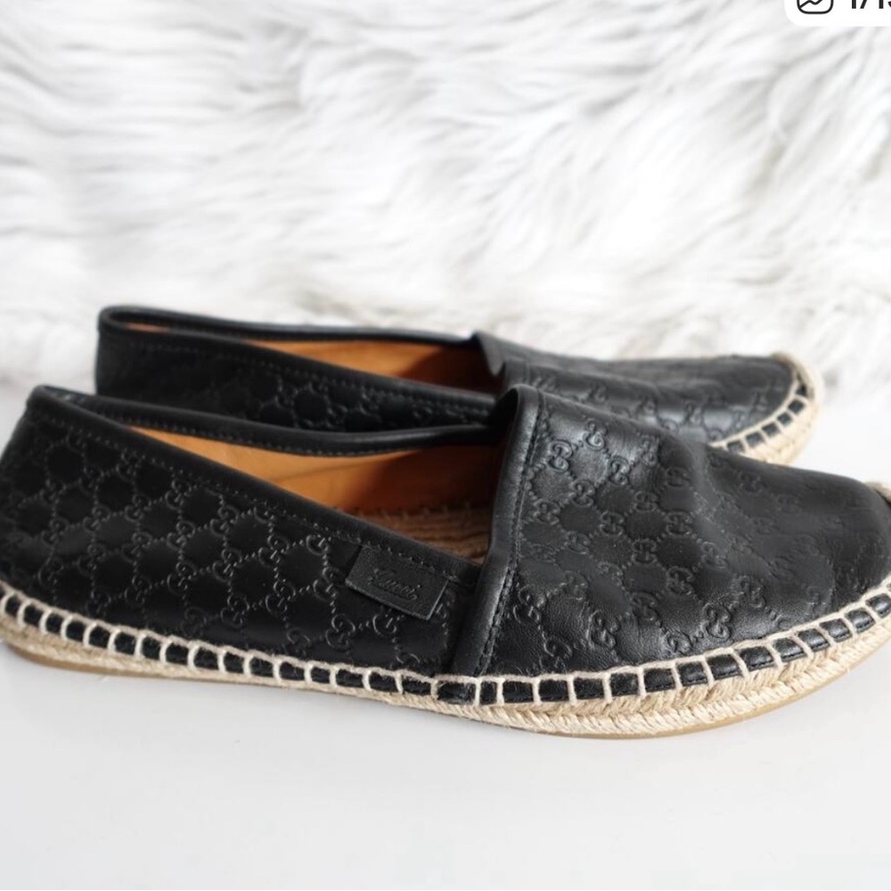 Gucci Black Leather Espadrilles
